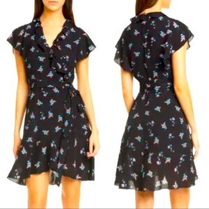 Diane Von Furstenberg Carmelita Wildberry  Black Floral Mini Dress